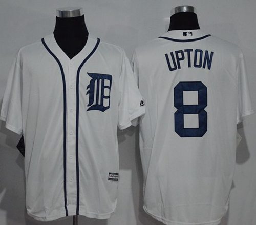 Tigers #8 Justin Upton White New Cool Base Stitched MLB Jersey